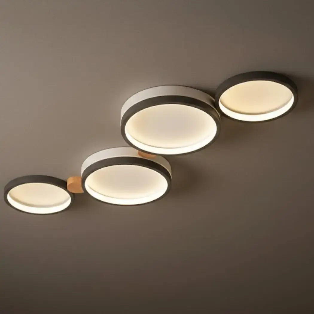 LZ267 Arcato Modern Round Ceiling Light – Metal/Wood in Green/Grey/White for Living Room